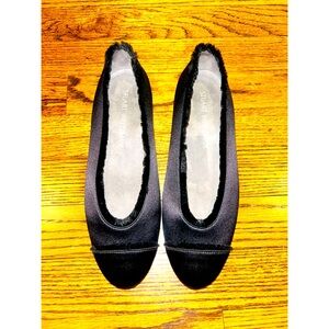 Stuart Weitzman Satin Flats Stuart Weitzman Black Fringe Flats Round Toe Size 7